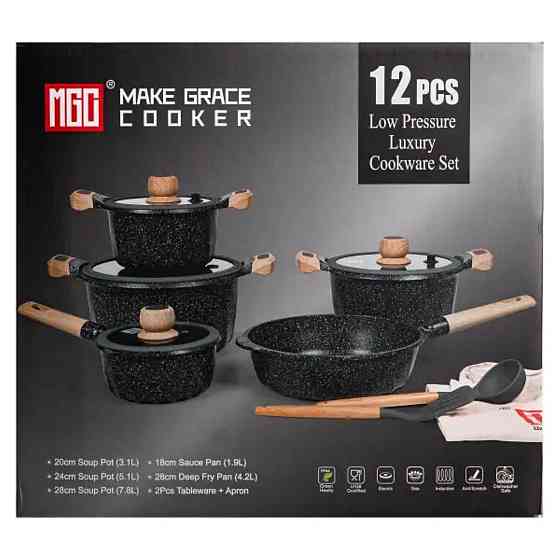 Набор посуды с кастрюлями и кухонными принадлежностями, серый Киев