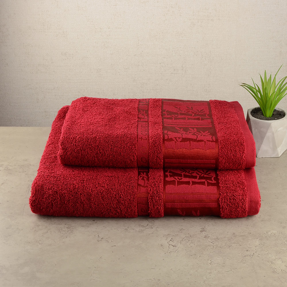 Набір махрових рушників 2шт GM Textile 50х90см, 70х140см BambooN 450г / м2 (Червоний) Суми - фото 1