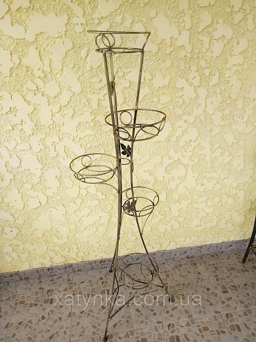Підставка кована для квітів «Вежа» на 5 вазонів, стійка під квіти, вазон Київ - фото 3