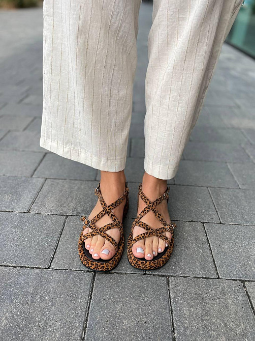 Dino Vittorio Босоніжки замшеві жіночі леопардові літні / Босоніжки натуральна замша Dino Vitto Коломыя - изображение 6