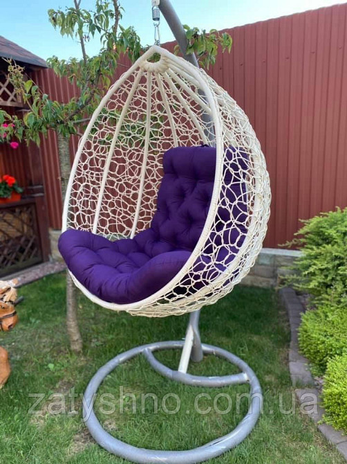 Крісло кокон із металу підвісний з накидкою Київ - фото 7