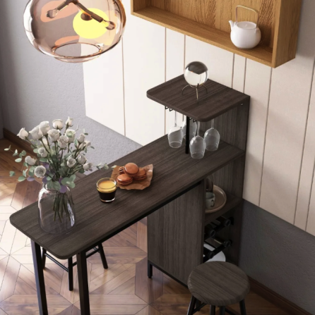 Барный стол со стульями для кухни и гостиной в стиле Loft комплект мебели Costway Bistro коричневый Киев - изображение 5
