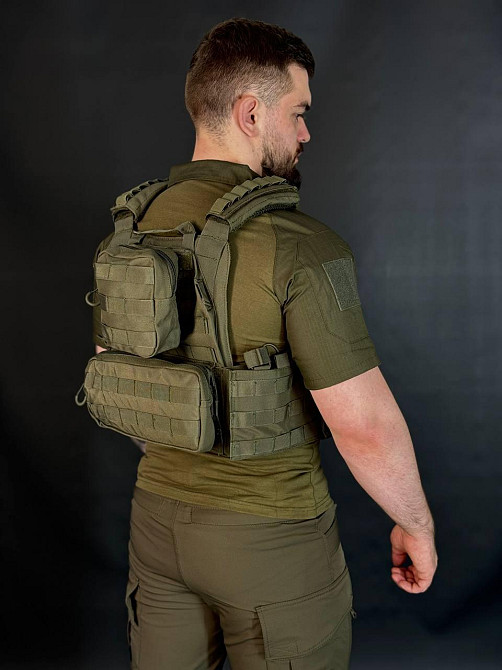 Тактична плитоноска Yakeda з 9 підсумками тактична плитоноска олива бронежилет на системмі моллі   WAR Львів - фото 5