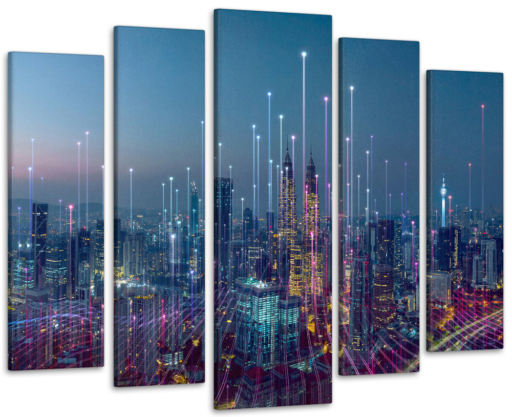 Модульная картина в гостиную / спальню Ночной город Art-420_5 ( 80х118см ) 115x170 см Киев - изображение 1