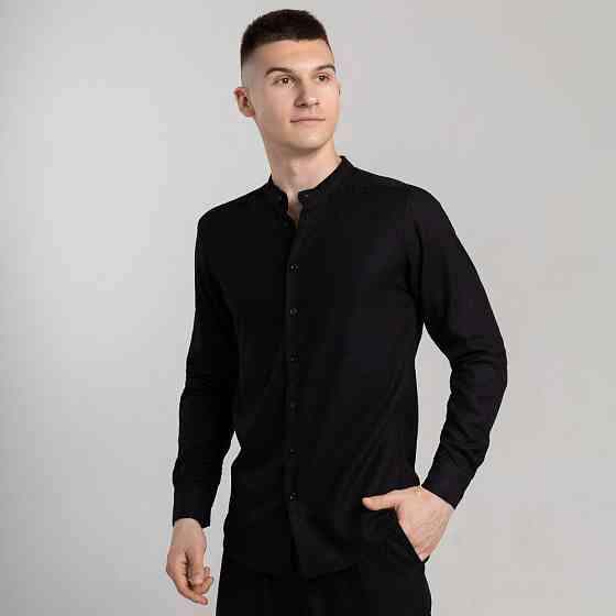 Мужская рубашка с длинным рукавом черная Pobedov Orion Киев