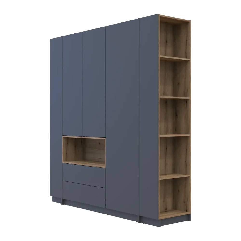 Шафа для одягу з нішою та етажеркою Doros Дейл Графіт/Дуб Евок 3 ДСП 178х52х220 DRS-011725 (44900337) Дніпро - фото 9