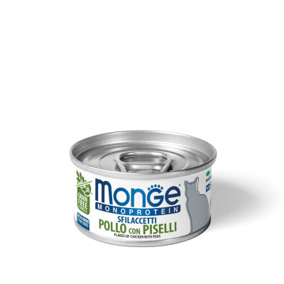 Консервы для кошек Monge Cat Monoprotein мясные хлопья с курицей и горошком 80 г (8009470007184) Винница - изображение 1