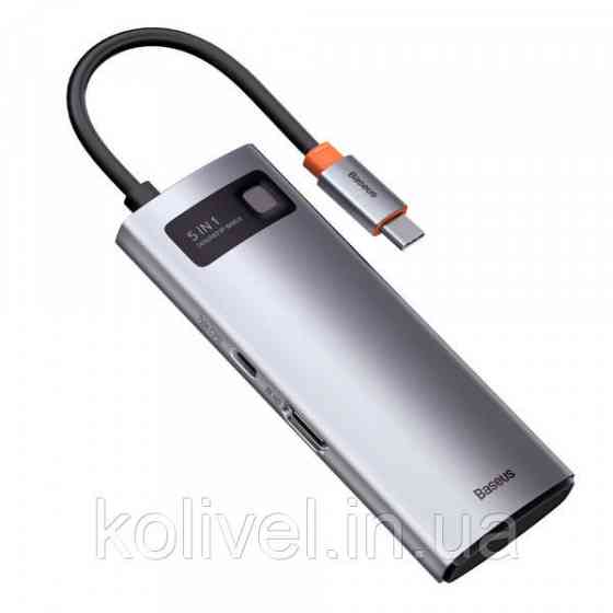 Док-станція USB3.1 Type-C --> USB Type C PD 100W/HDMI 4K 60 Hz/3*USB 3.2 Gen1/ 5in1 Baseus (CAHUB-CX0G) Київ