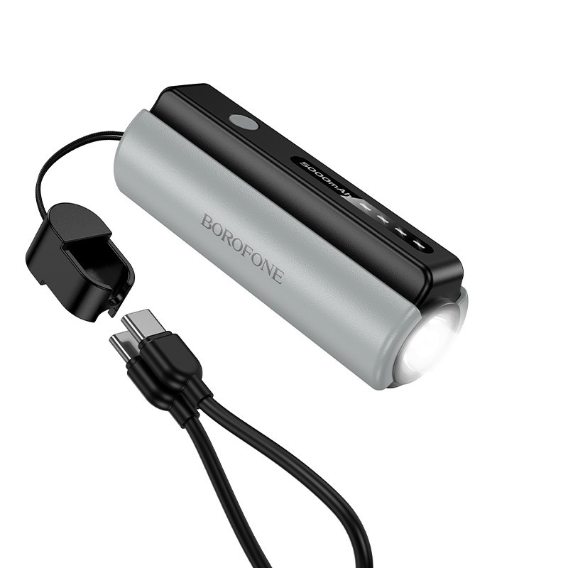 Павербанк 5000 mAh BOROFONE BJ87 кабель в комплекте фонарик черный power bank повербанк Одесса - изображение 1