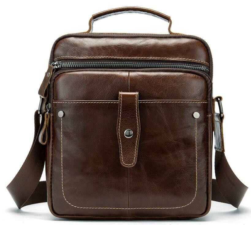 Сумка чоловіча гладка Vintage 14700 Коричнева Київ - фото 1