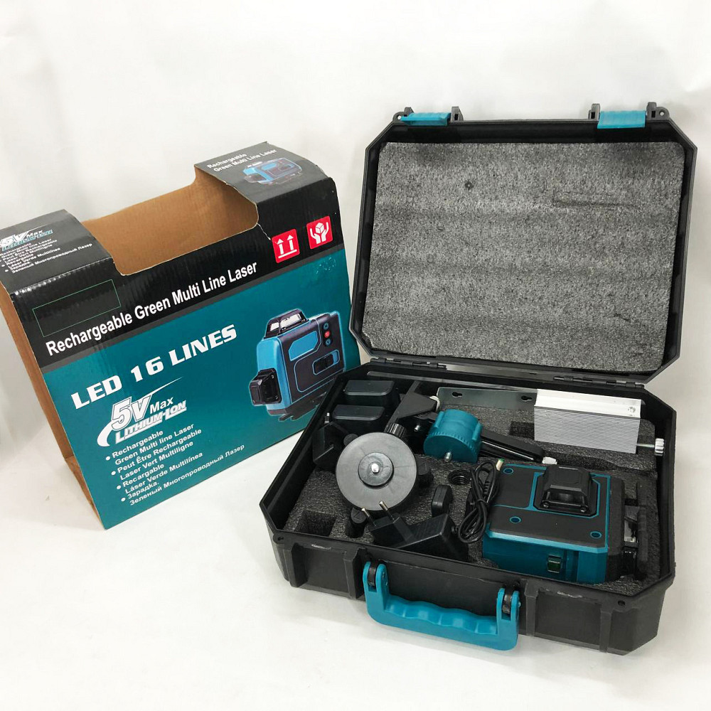Уровень лазерный линейный нивелир аккумуляторный Laser 4D, 16 линий, рабочее растояние 30м, в чемодане XZ-85 Львов - изображение 16
