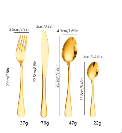 Набір золотих столових приладів 24 шт х 6 персон Нержавыюча сталь Подарункова коробка Кременчук - фото 2