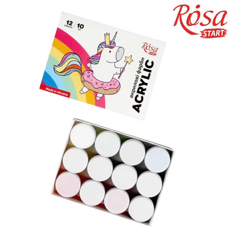 Набор акриловых красок Unicorn 12×10мл ROSA START Киев - изображение 2