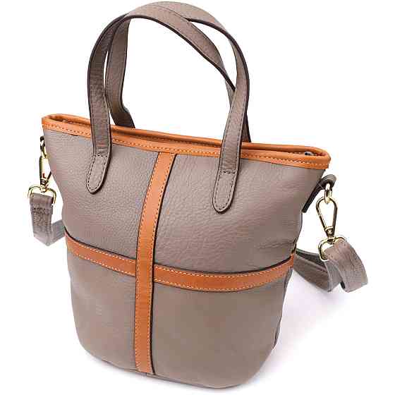 Вместительная сумка из натуральной кожи для женщин Vintage 22998 Серый Киев