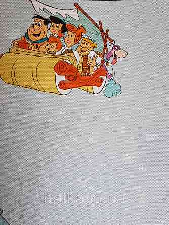 Обои виниловые на флизелине AdaWall Ada Kids метровые детские мультфильм Флинтстоуны герои на голубом фоне Киев