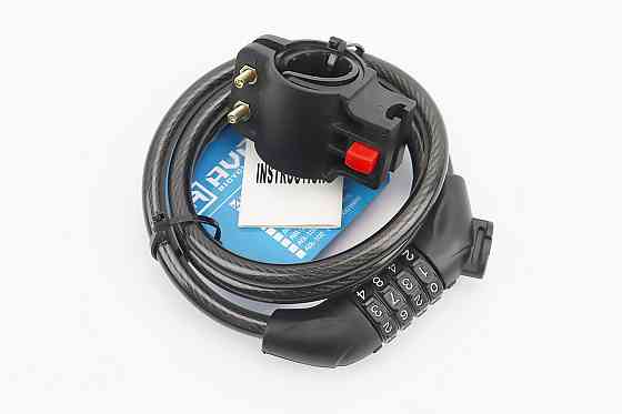 Замок протиугінний тросовий 1000х10мм з 4-х значним кодом, кріплення за трубу сидіння, AGL-705 Київ