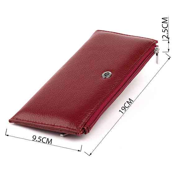 Горизонтальний тонкий гаманець зі шкіри жіночий ST Leather 19326 Бордовий Київ