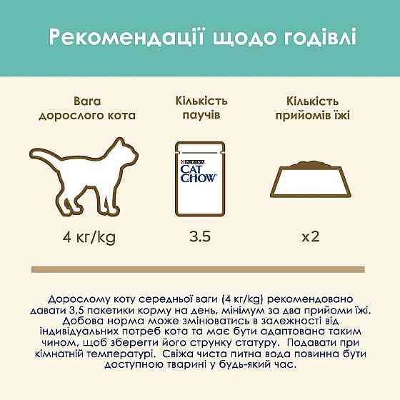 Вологий корм CAT CHOW Hairball для дорослих котів для зменшення утворення кульок шерсті у травному тракті, шматочки у підливці, з куркою та зеленою кв Київ