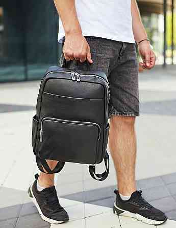 Чоловічий шкіряний рюкзак для подорожей Tiding Bag чорний Київ