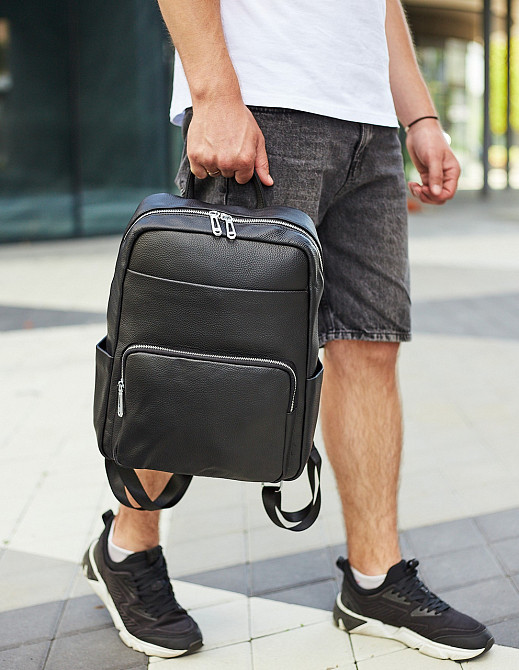 Чоловічий шкіряний рюкзак Tiding Bag 59331, чорний Киев - изображение 1