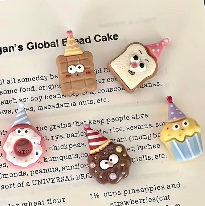 Магніти на холодильник десерти 5 шт милі магніти пончик кекс печиво набір Київ - фото 4