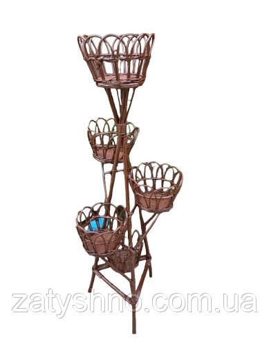 Коричнева плетена підставка для квітів, вазонів. Київ - фото 1