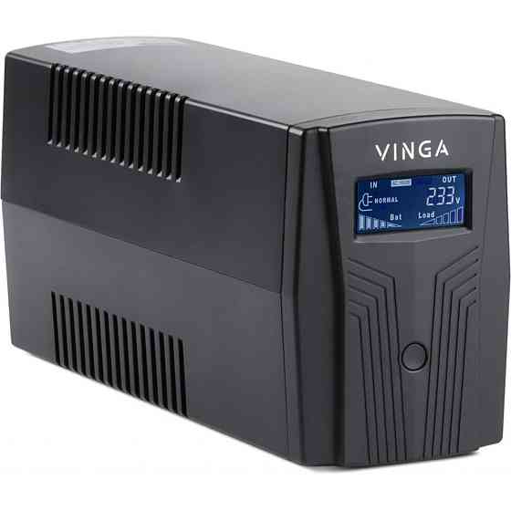 Джерело безперебійного живлення Vinga VPC-800PU 800ВА / 480 Вт з LCD-дисплеєм з USB у пластиковому корпусі Киев