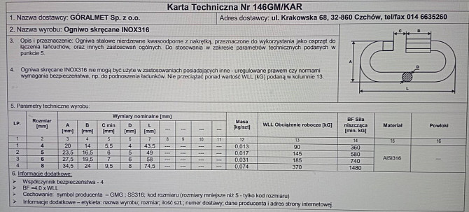 Змичка (ланцюга) "GoralMet" з нержавіючої кислотостійкої сталі AISI 316 на закрутку  діаметром 5 мм Стрый - изображение 4