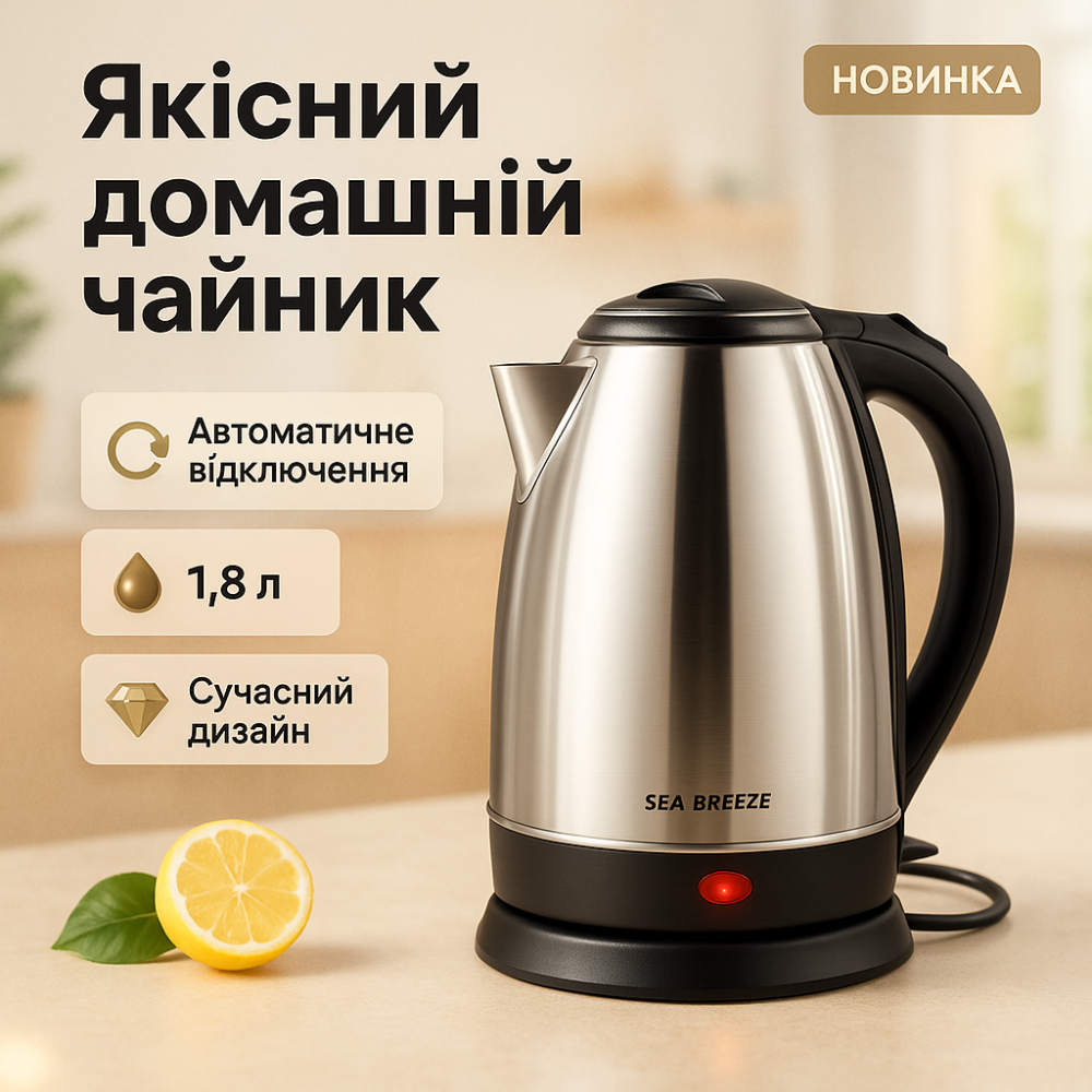 Чайник електричний для дому, Потужний електричний чайник Побутовий для кухні TG-21 Львів - фото 8