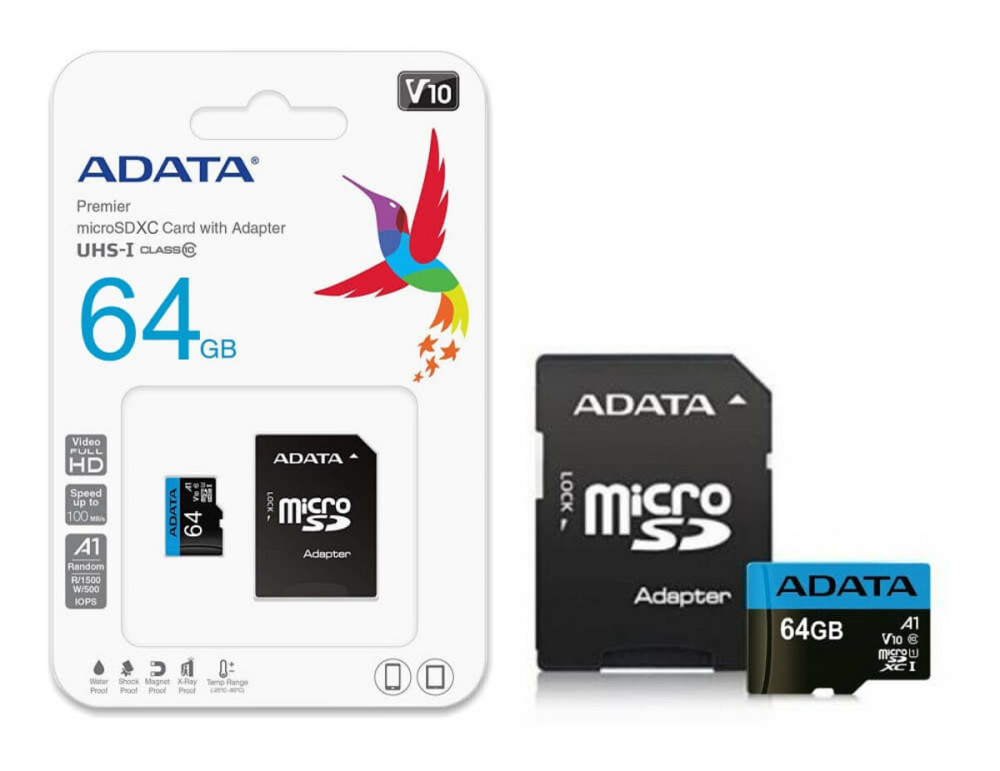 microSDXC (UHS-1) A-DATA Premier 64Gb Class 10 A1 (R-100Mb/s)  (adapter SD) Київ - фото 2