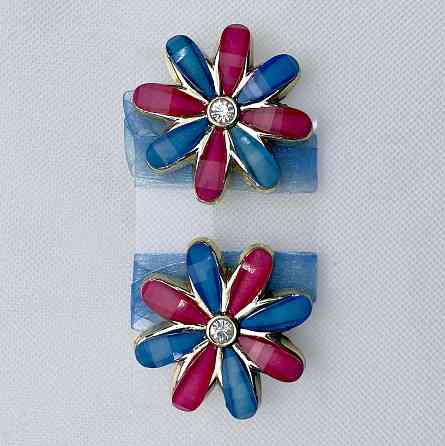 Магніти для штор та гардин "Квітка" набір 2 шт Блакитний з малиновим (81-256) Київ