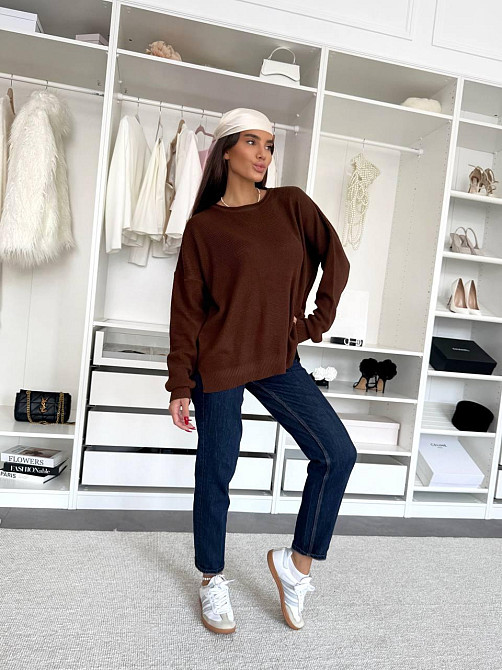 Женский базовый теплый повседневный оверсайз свитер 100% акрил Шоколад Одесса - изображение 8