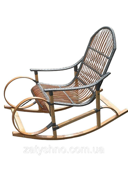 Кресло-качалка серая плетеная с подушкой Киев - изображение 3