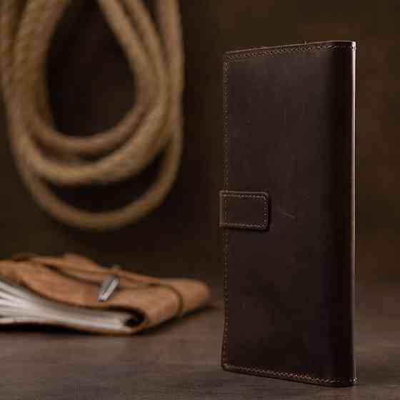 Кожаное мужское матовое портмоне Коричневый (GRANDE PELLE) Киев