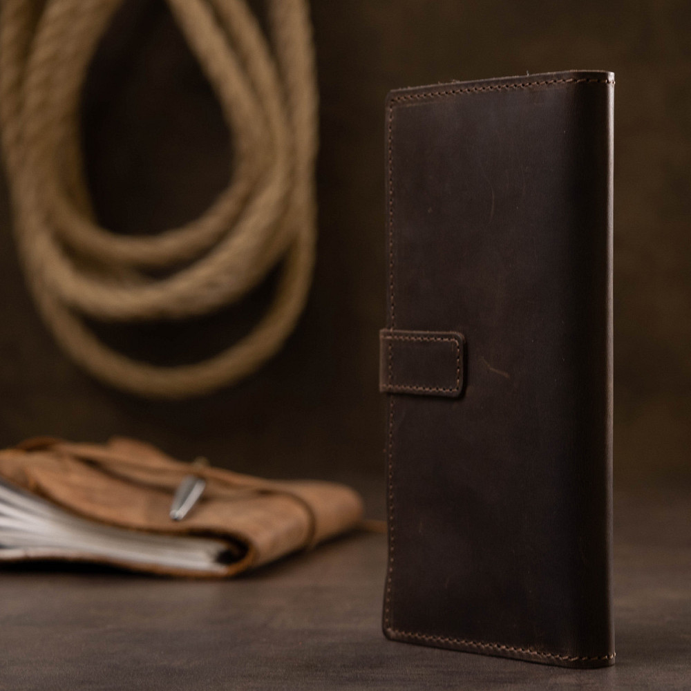 Шкіряне чоловіче матове портмоне Коричневий (GRANDE PELLE) Київ - фото 3