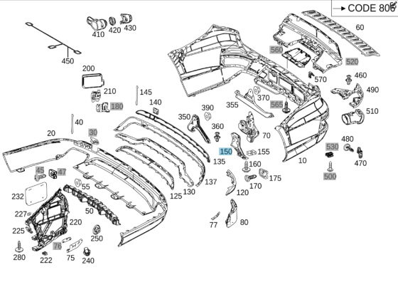 Mercedes-Benz  A1668804600 Бічний тримач заднього бампера праворуч ML/GLE W166 GLE Coupe C292 GL/GLS X166 Одесса