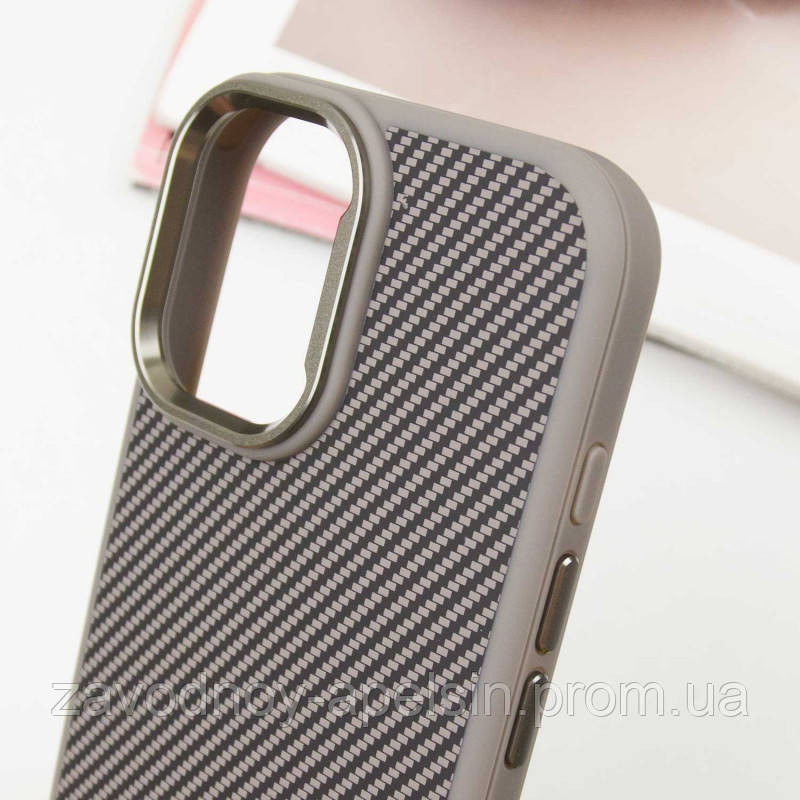 Iphone 16 Защитный чехол Кевлар Карбон (серый) Одесса - изображение 3