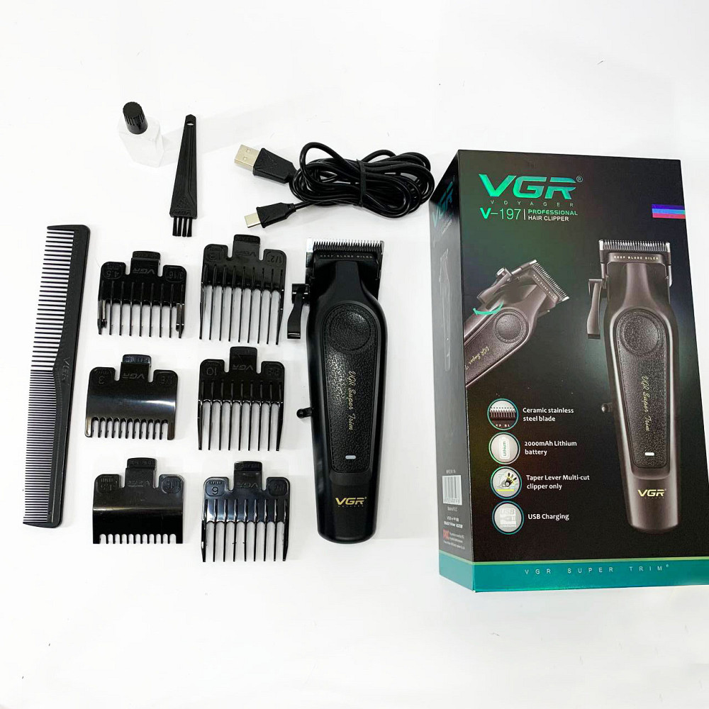 Електрична машинка для стрижки з насадками VGR, Професійний тример з насадками, Тример для скронь JQ-74 Львів - фото 9