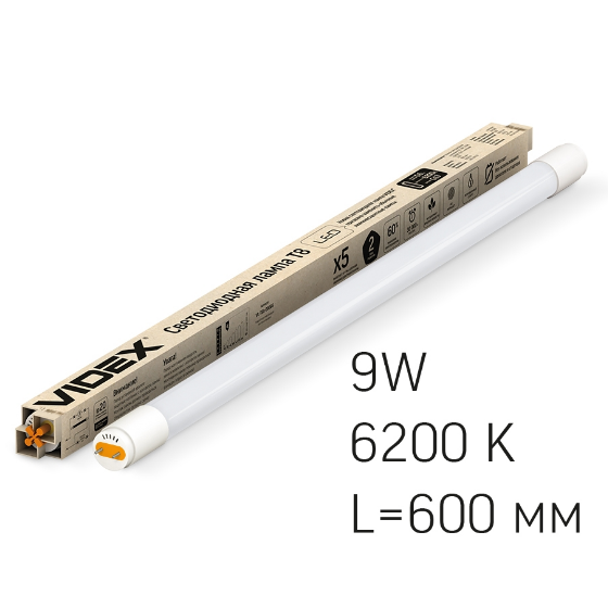 Лампа T8 9W G13 6200К 0,6м 220-240V матова LED Videx Житомир