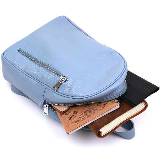 Стильний рюкзак жіночий з натуральної шкіри Shvigel 16318 Блакитний Київ