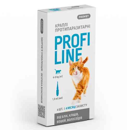 Капли Provet PROFILINE для кошек 4-8 кг инсектоакарицид 4 пипетки по 1 мл Киев