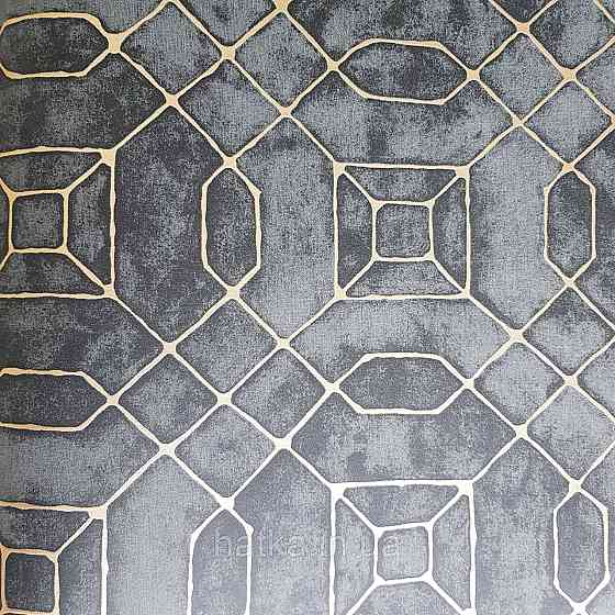 Шпалери флізелінові еко Galerie Metallic FX 0,53Х10 англія геометрія фігури золотом структурних на чорному 3д Київ