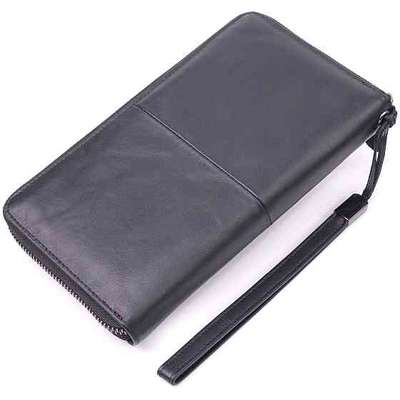 Оригінальний чоловічий клатч з натуральної гладкої шкіри 21292 Vintage Чорний Київ