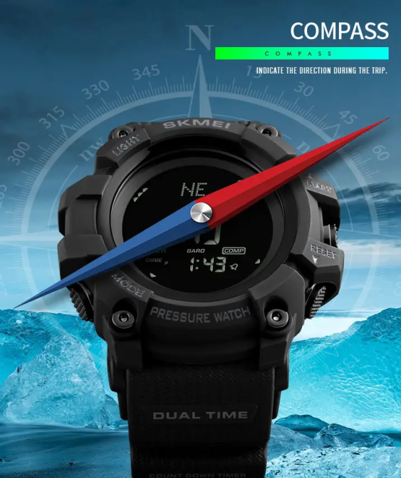 Чоловічий годинник з барометром Skmei 1358 processor (Чорний) Вінниця - фото 6