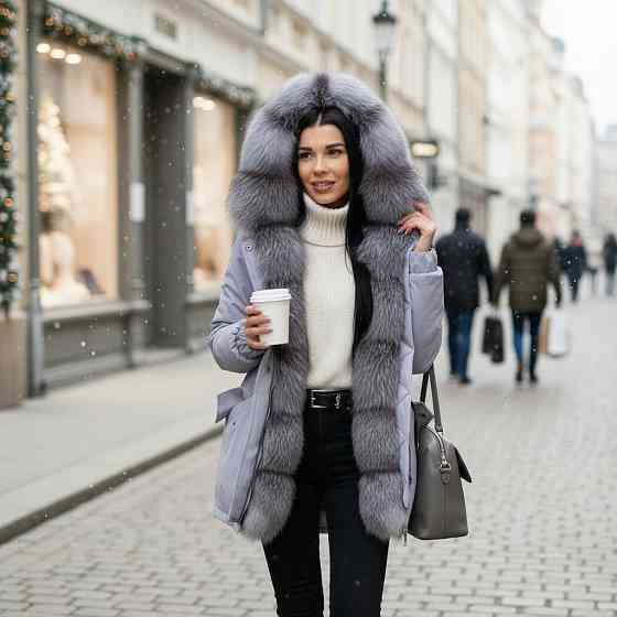 Парка жіноча з хутром чорнобурки Сірий р50 75 см Харків