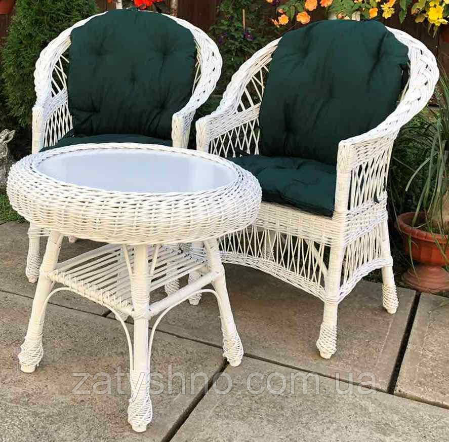 Белая плетеная мебель с накидками зелеными |Мебель из лозы на подарок |мебель плетеная белая Киев - изображение 2