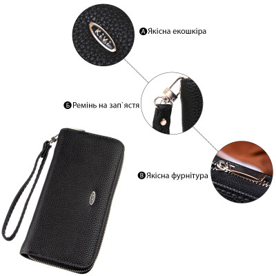 Кошелек Kivi Из экокожи флотар Черный (19014) Винница - изображение 5
