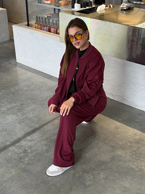 Жіночий костюм-двійка з широкими штанами Бордовий 46/48 Харків - фото 8