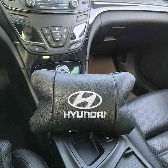 Набір подушок для авто Hyundai 2шт, натуральна шкіра, чорний колір, комфортні підголовники KC-594 в автомобіль Київ