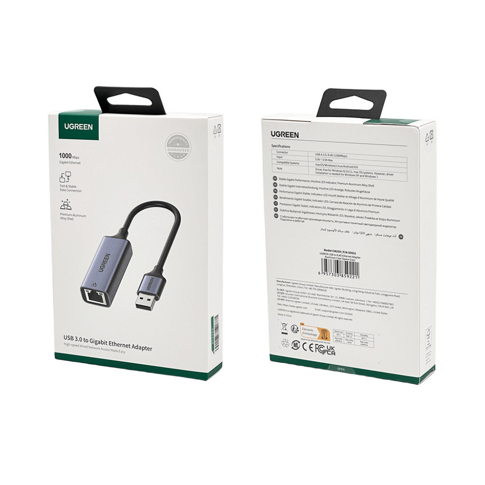 UGREEN USB до RJ45 Ethernet адаптер у алюмінієвому корпусі Київ - фото 2